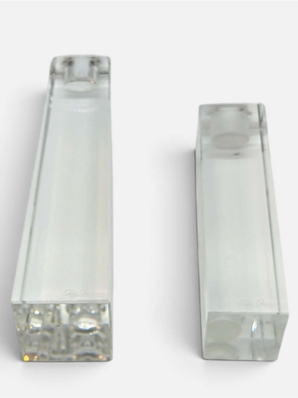 Crystal Clear Rectangular Candle Holders - Pair